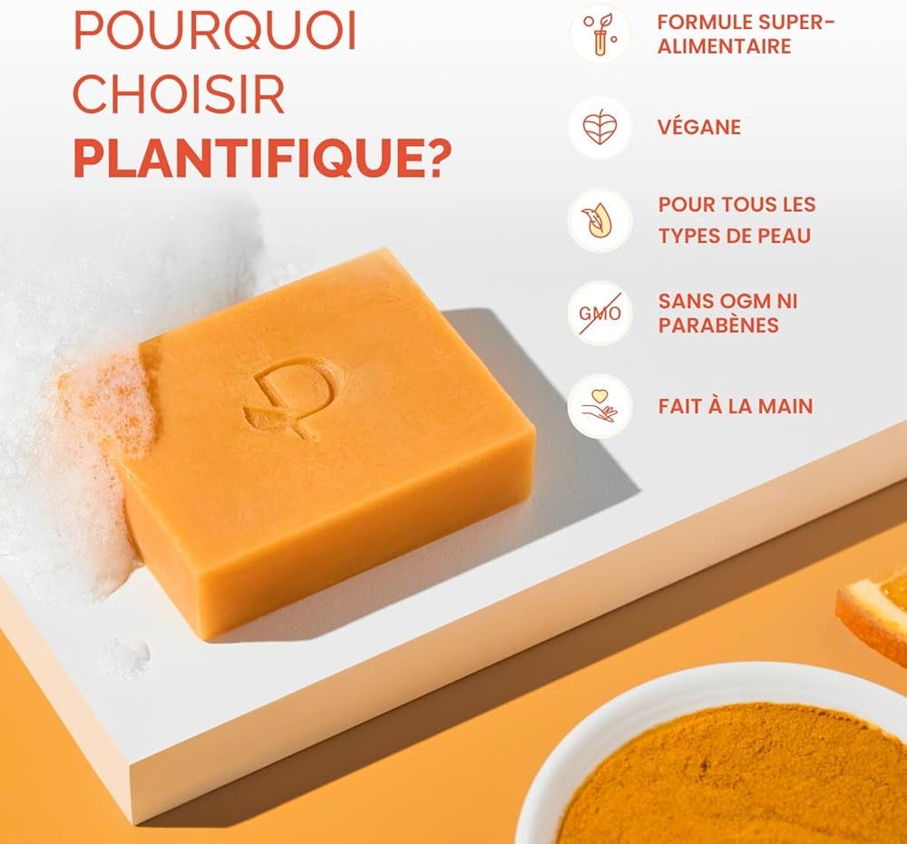 PLANTIFIQUE Turmeric & Kojic Acid Soap lot de 2