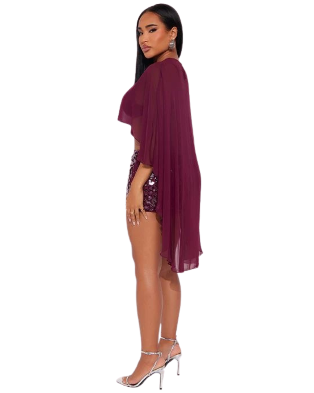 FASHIONNOVA That Girl Embellished Skirt Set - Burgundy