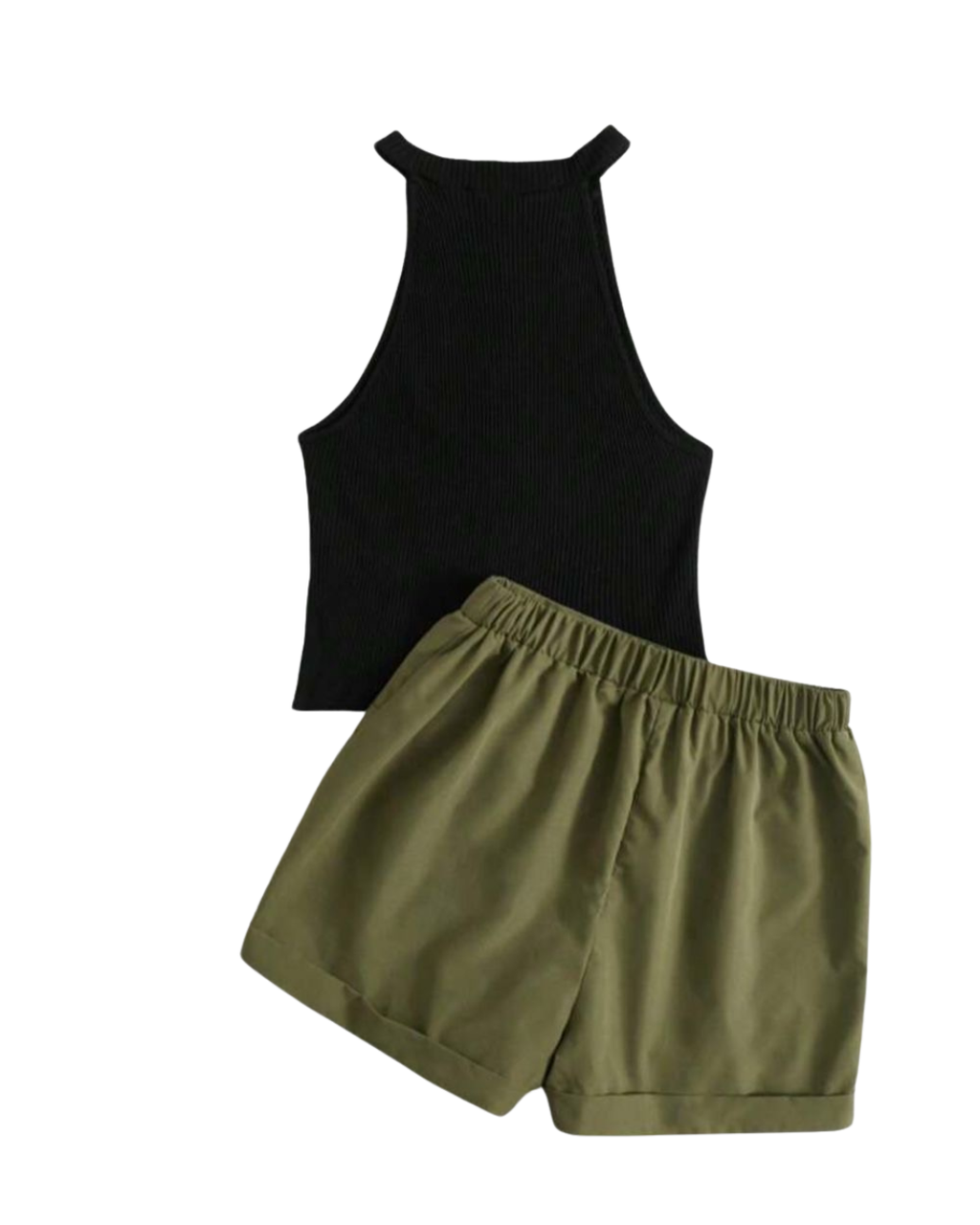 Ensemble débardeur à col ras-du-cou tricoté et short tissé (2 pièces)