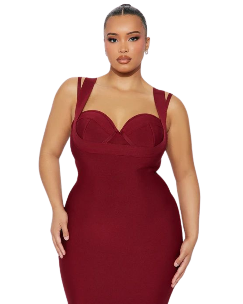 FASHIONNOVA Charline Tulle Bandage Gown - Rouge Bordeaux