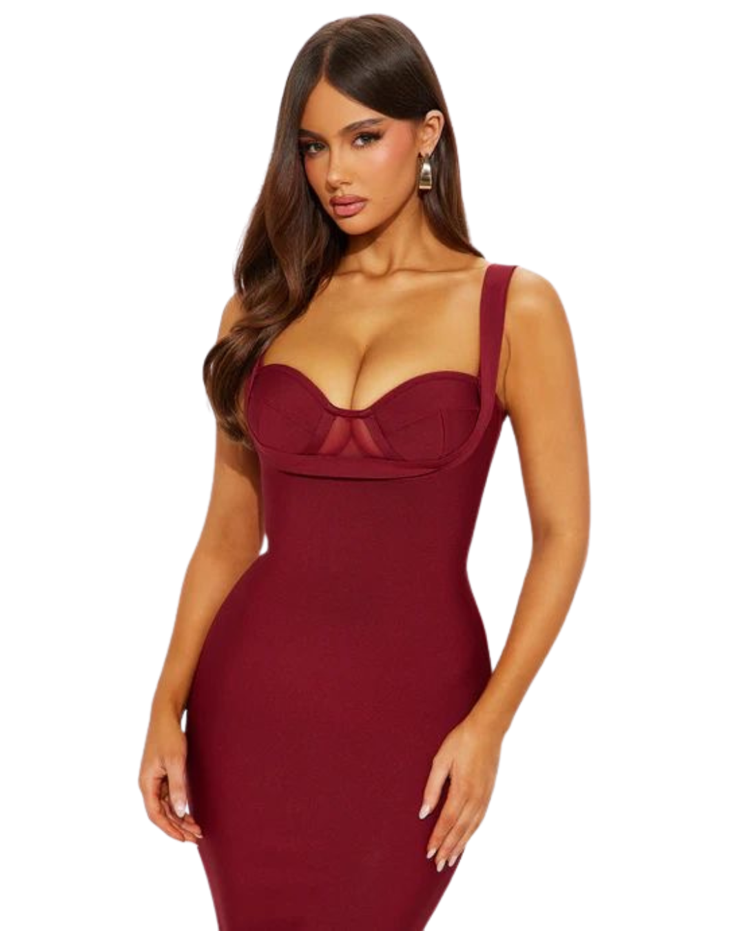 FASHIONNOVA Charline Tulle Bandage Gown - Rouge Bordeaux