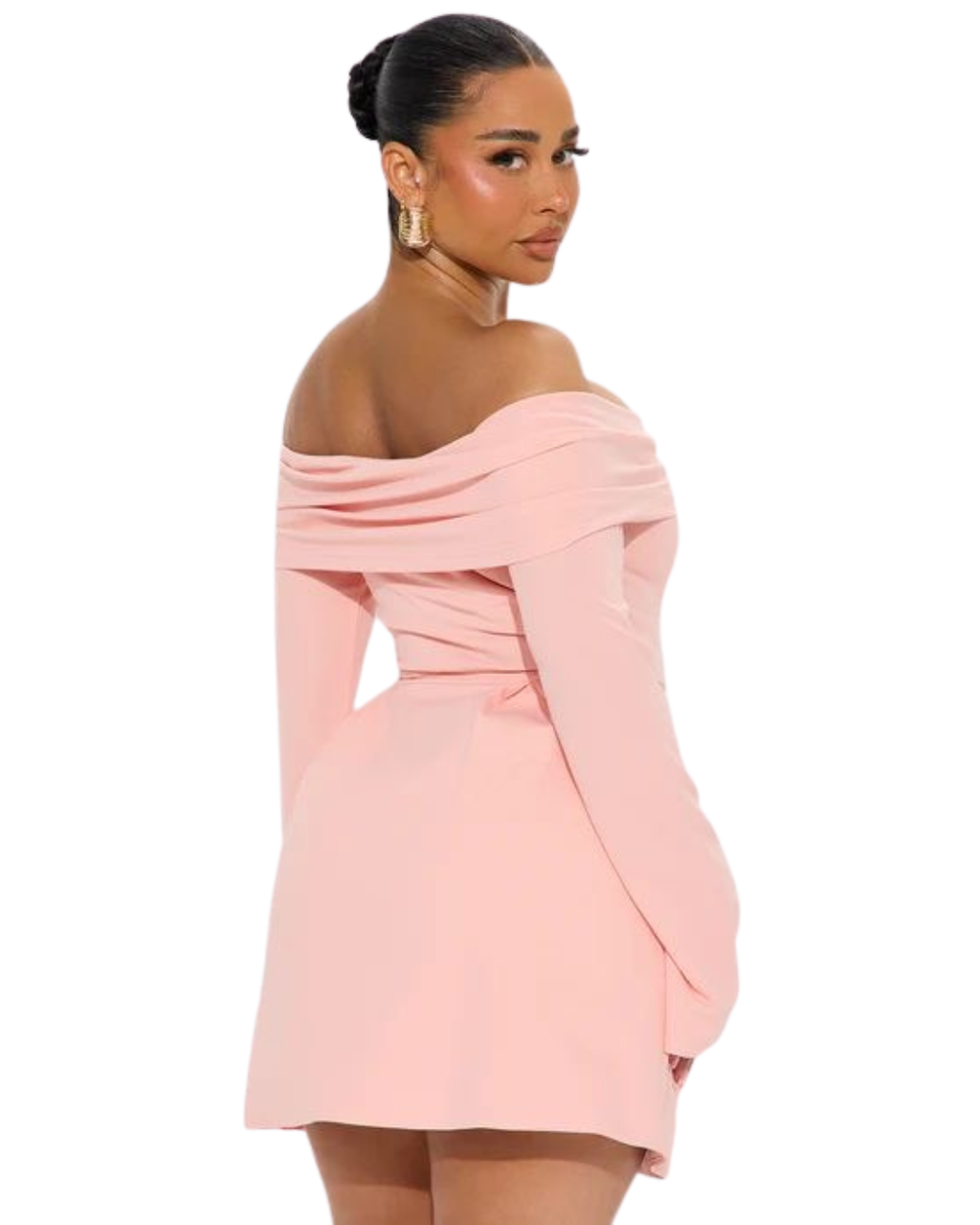 FASHIONNOVA Mina Off Shoulder Mini Dress - Blush
