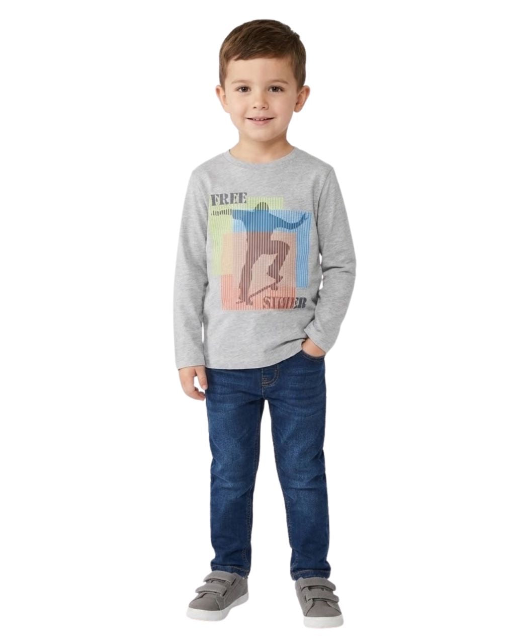 ORCHESTRA T-shirt manches longues uni avec soft print pour garçon