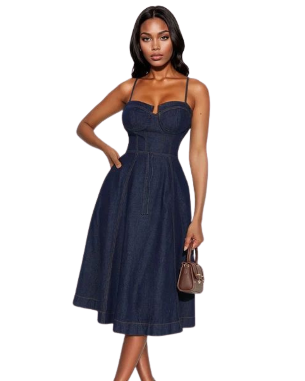 FASHIONNOVA Sweet Chick Denim Midi Dress - Dark Wash