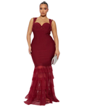 FASHIONNOVA Charline Tulle Bandage Gown - Rouge Bordeaux