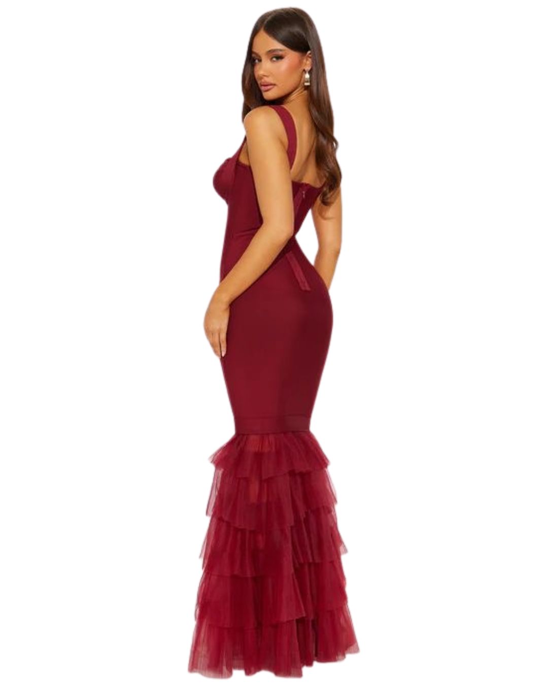 FASHIONNOVA Charline Tulle Bandage Gown - Rouge Bordeaux