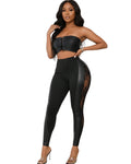Leggings transparents sexy noirs en dentelle contrastée pour femme