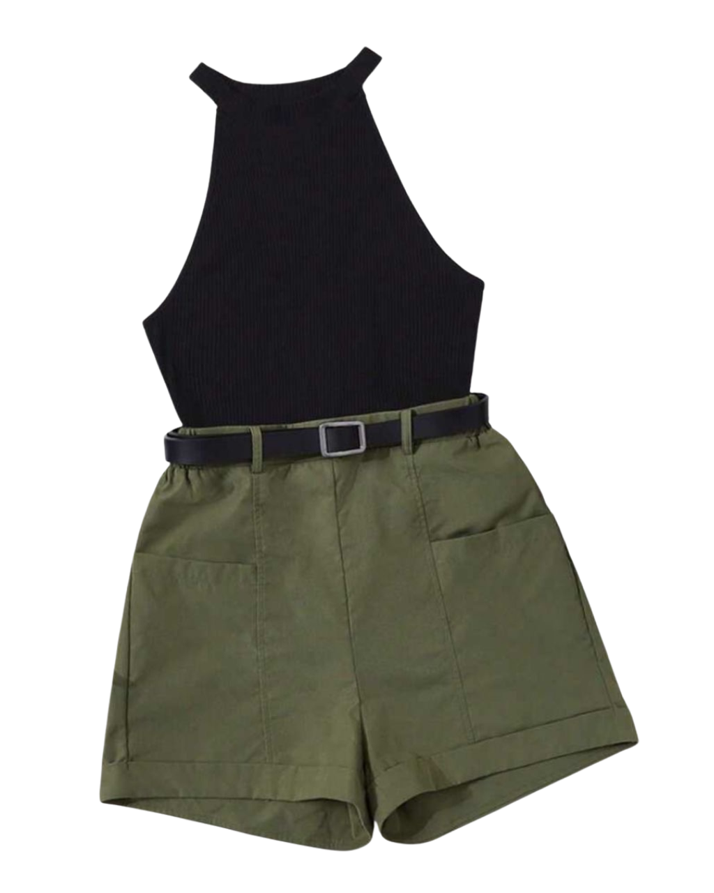 Ensemble débardeur à col ras-du-cou tricoté et short tissé (2 pièces)