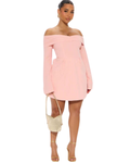 FASHIONNOVA Mina Off Shoulder Mini Dress - Blush