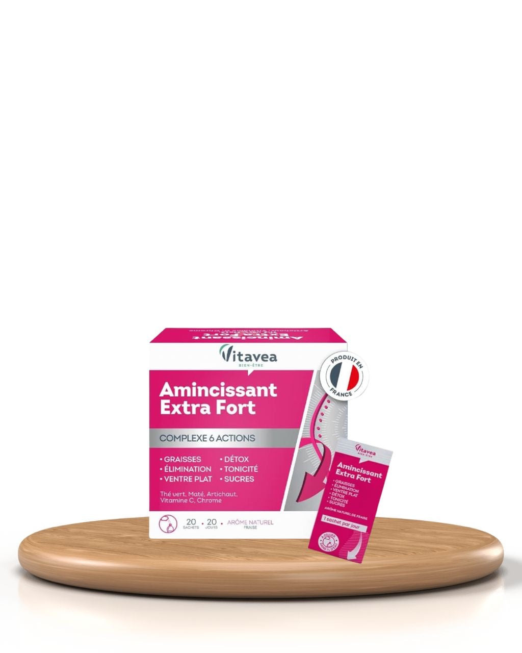 VITAVEA BIEN-ETRE - Amincissant Extra Fort - Préparation Minceur 6 actions - Ventre plat, Graisse, Elimination, Sucres, Détox - Thé Vert, Maté, Artichaut, Chrome, Vitamine C - 20 sachets