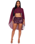 FASHIONNOVA That Girl Embellished Skirt Set - Burgundy