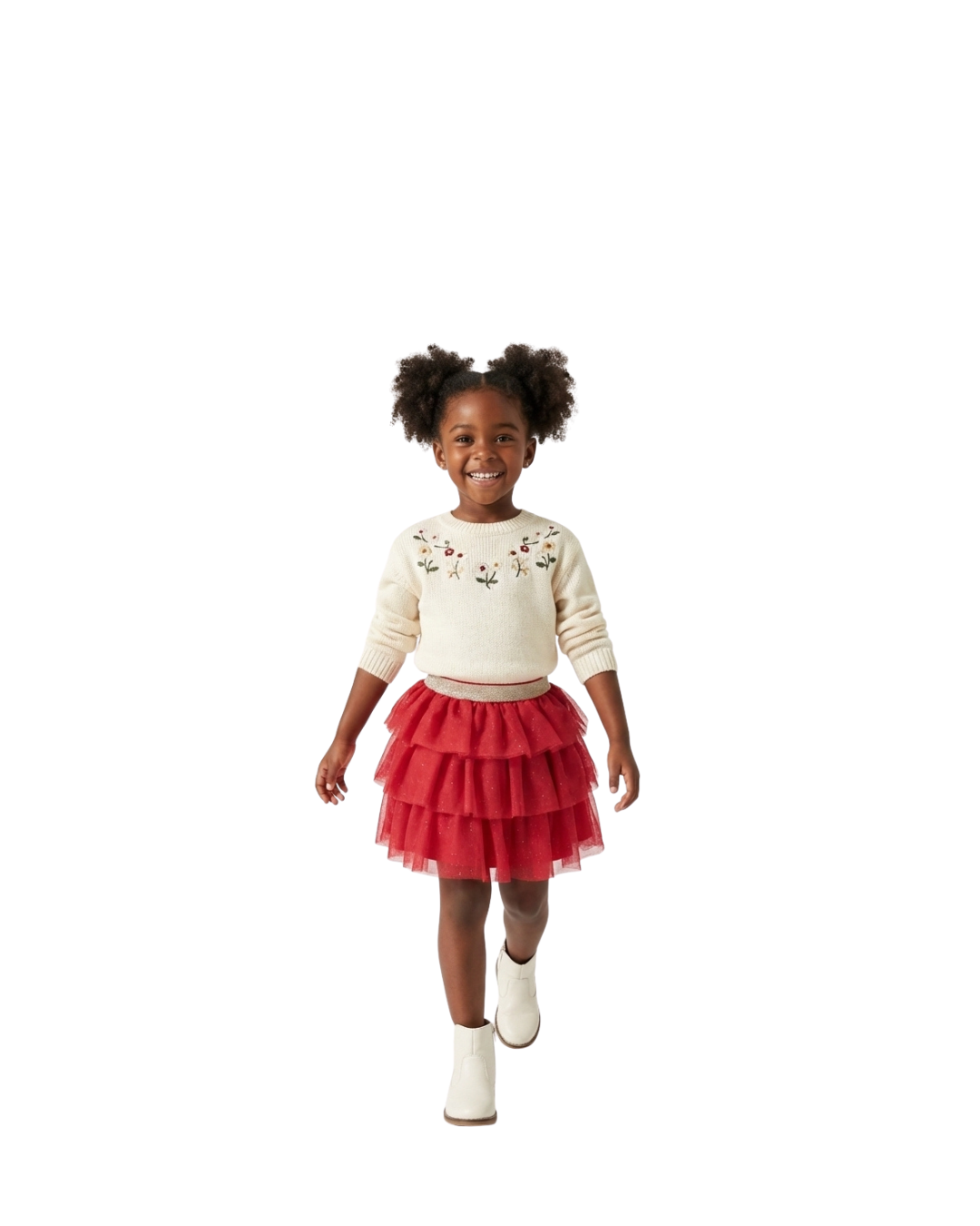 ORCHESTRA Jupe courte en tulle pailleté avec doublure en satin pour fille rouge