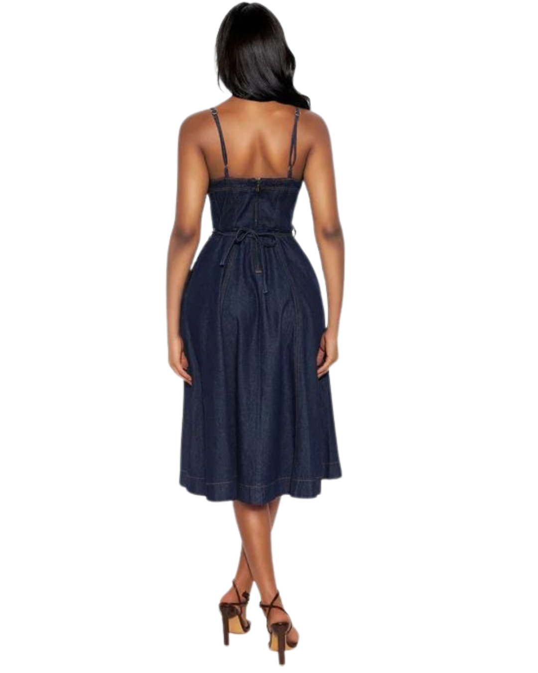 FASHIONNOVA Sweet Chick Denim Midi Dress - Dark Wash