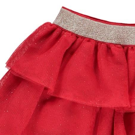 ORCHESTRA Jupe courte en tulle pailleté avec doublure en satin pour fille rouge