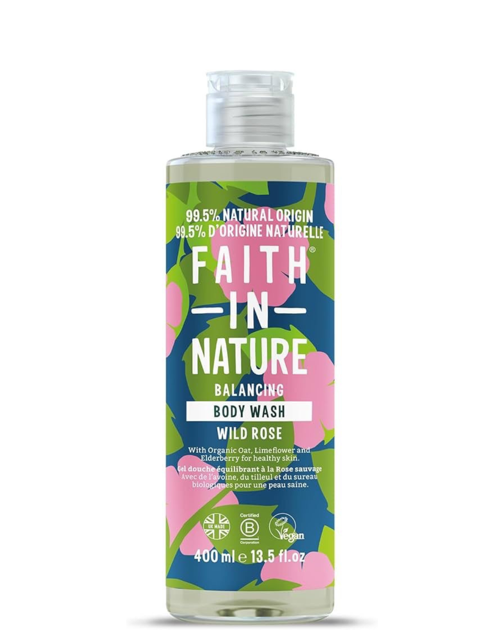FAITH IN NATURE Gel Douche à la Rose Sauvage 400ml
