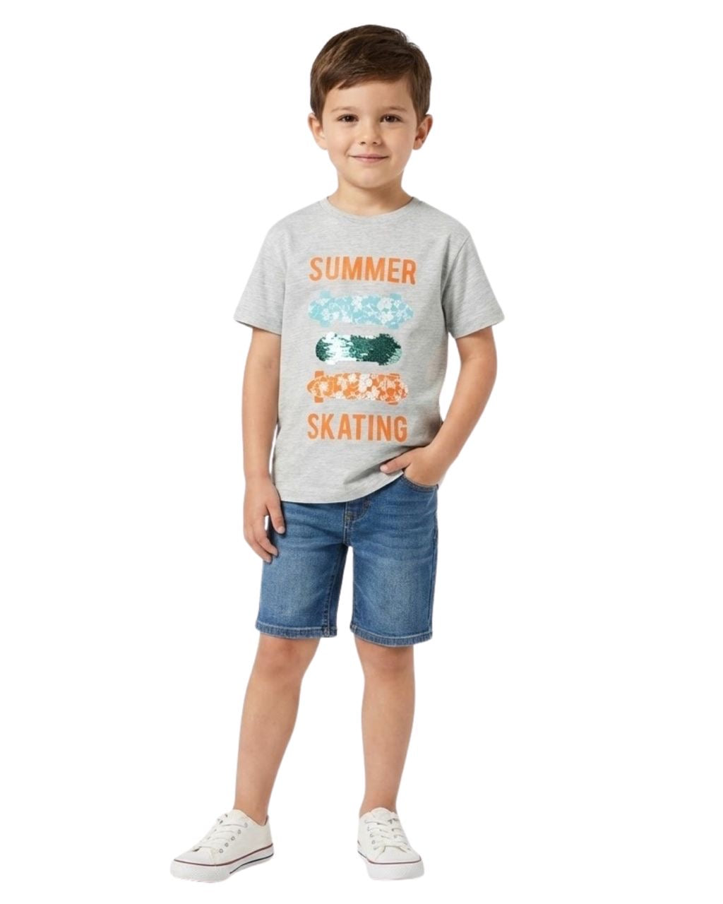 ORCHESTRA T-shirt manches courtes print et sequins magiques skate pour garçon