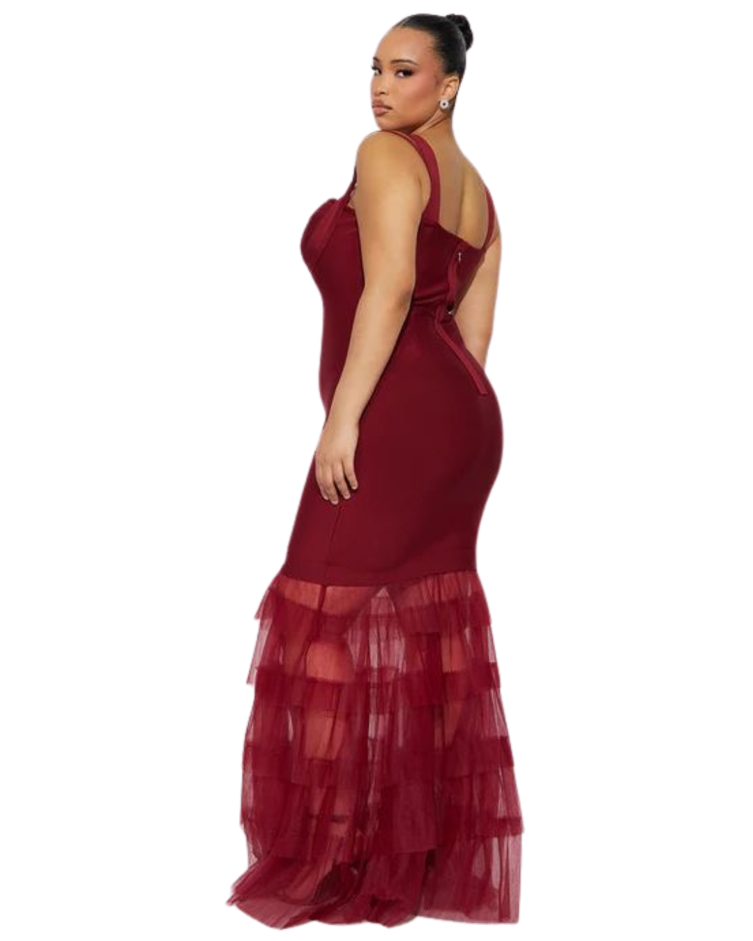 FASHIONNOVA Charline Tulle Bandage Gown - Rouge Bordeaux