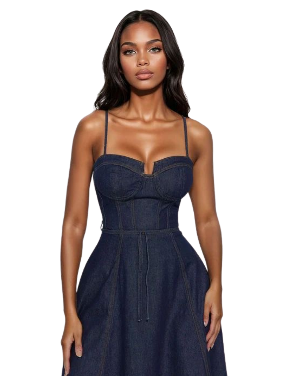FASHIONNOVA Sweet Chick Denim Midi Dress - Dark Wash