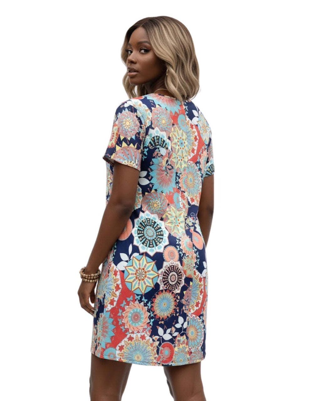 Robe Imprimée Décontractée D'été De Style Vintage Avec Encolure En V