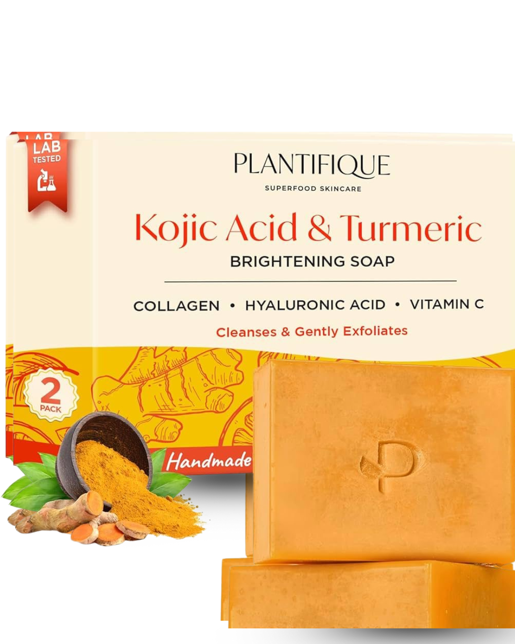 PLANTIFIQUE Turmeric & Kojic Acid Soap lot de 2