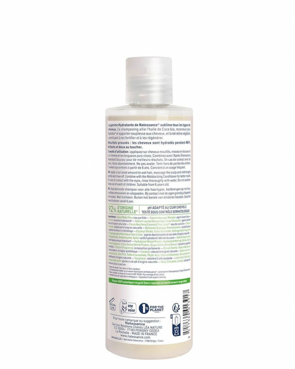 Natessance shampooing hydratant extra-doux Coco Bio et Kératine 250ml