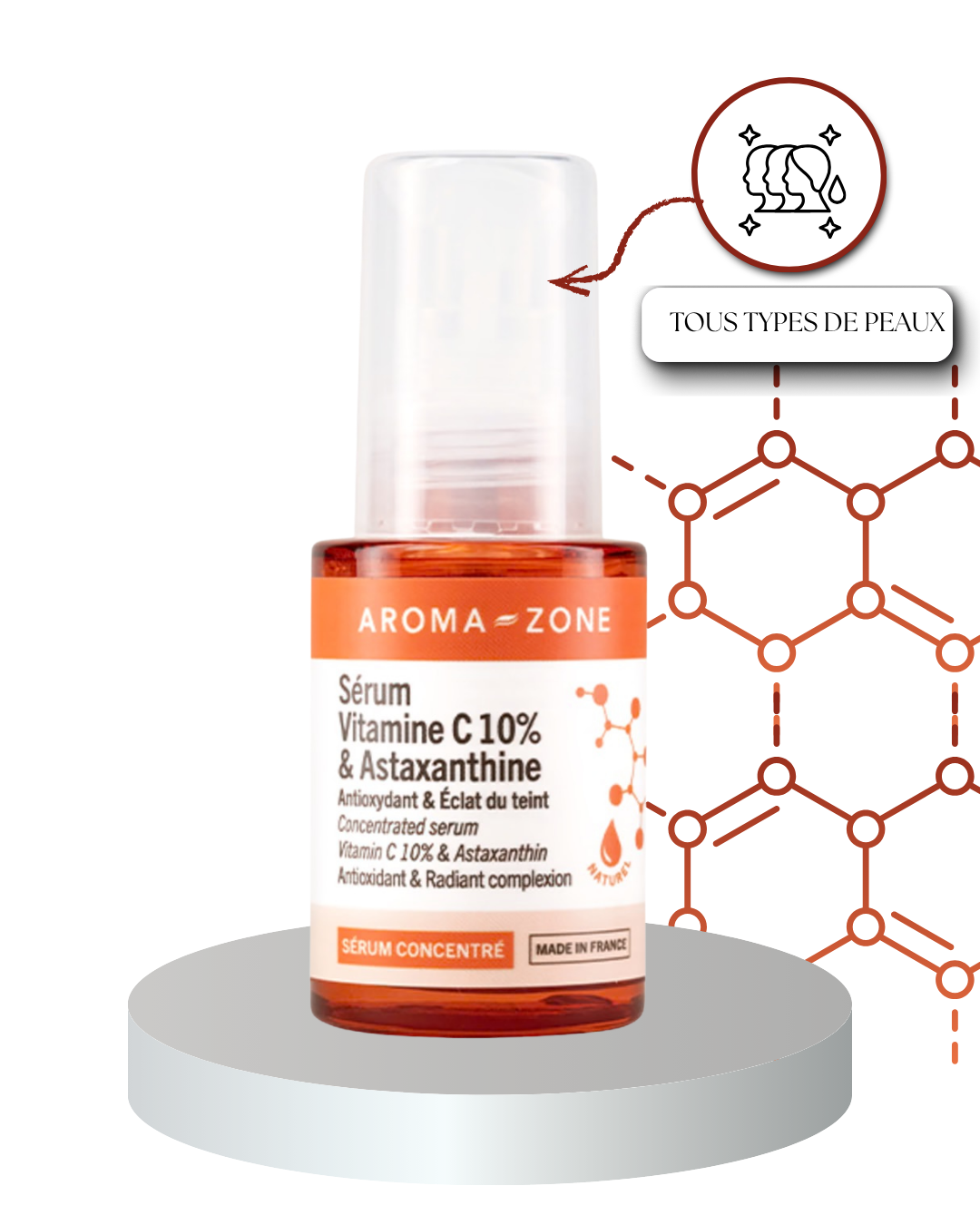 AROMA ZONE Sérum concentré Vitamine C 10% & Astaxanthine 30 ml